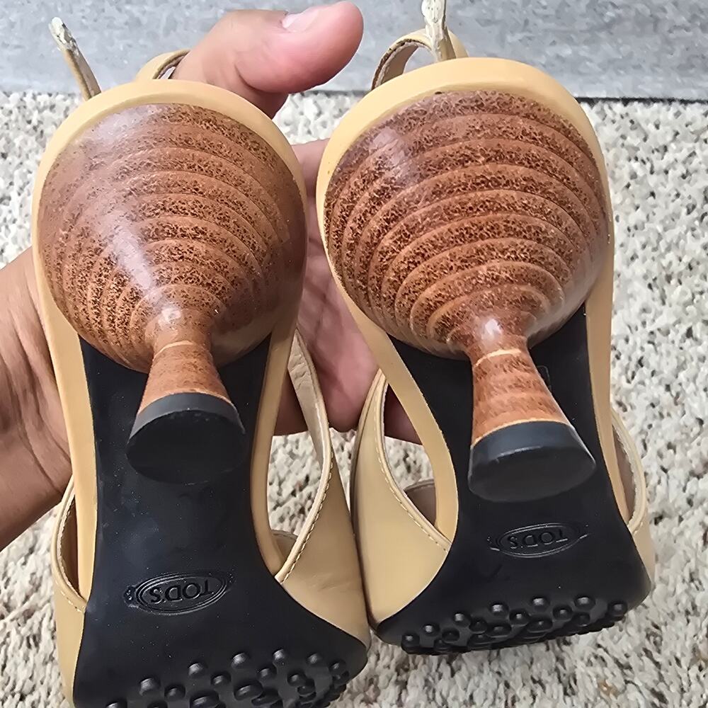TOD'S LOAFER SLINGBACK LEATHER PUMPS, SIZE 6 - Picture 7 of 10